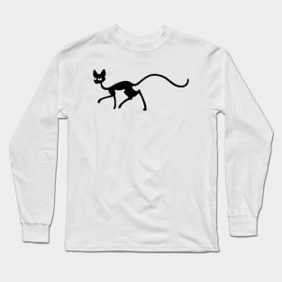 Creepy Black Cat Silhouette Long Sleeve T-Shirt